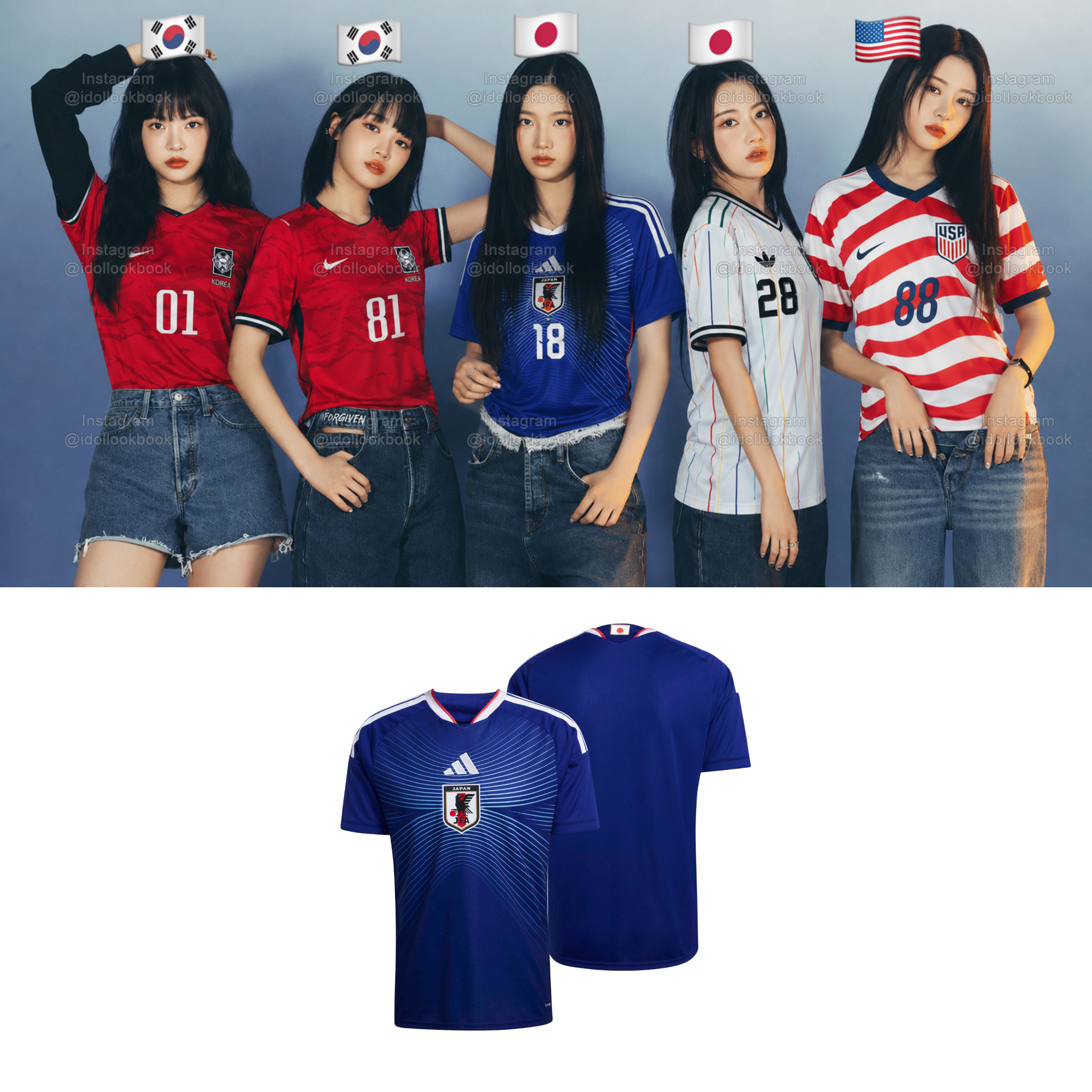 Le Sserafim Japan Soccer Jersey // Blue – idollookbook
