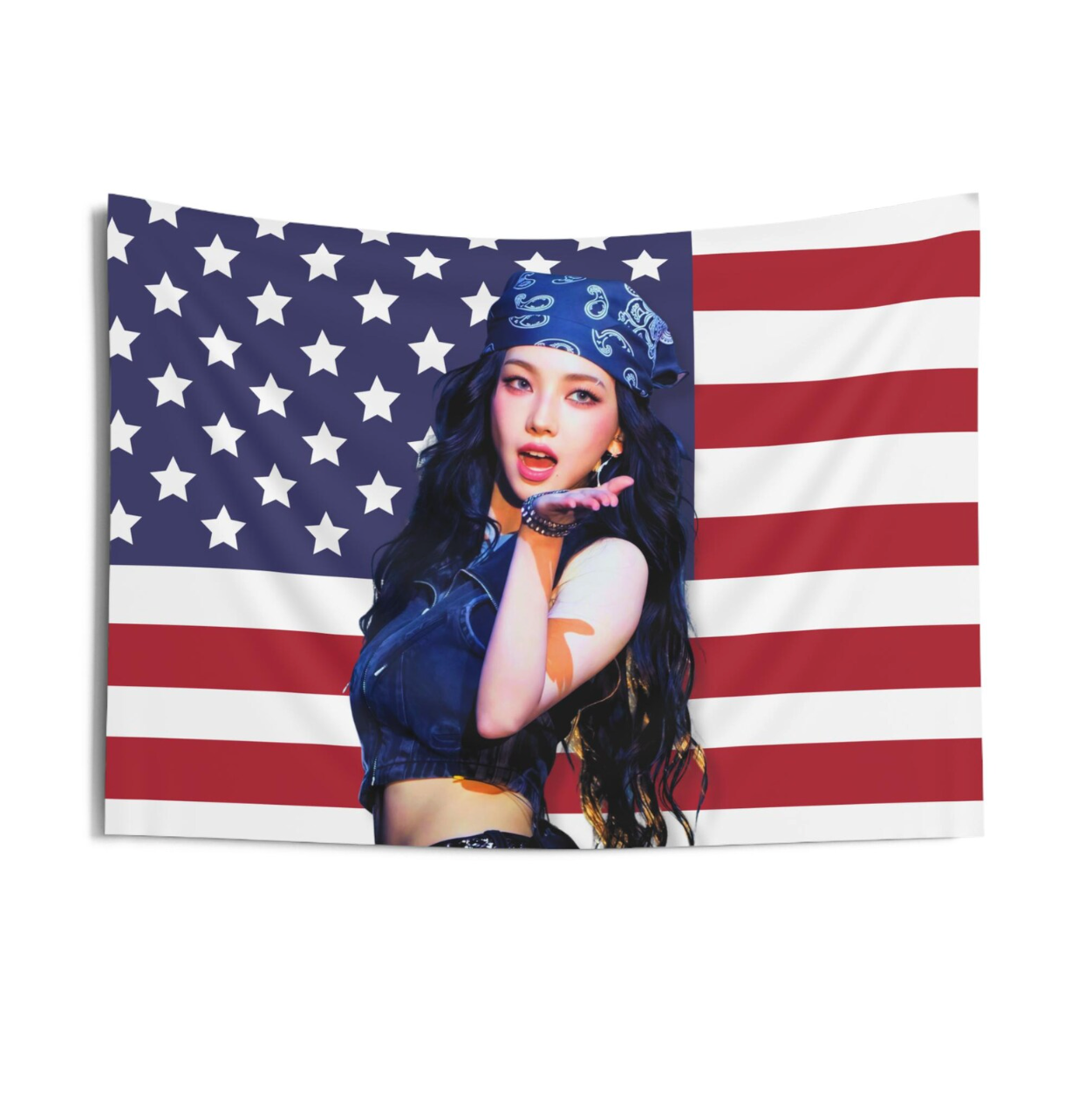 Aespa Karina American Flag Tapestry