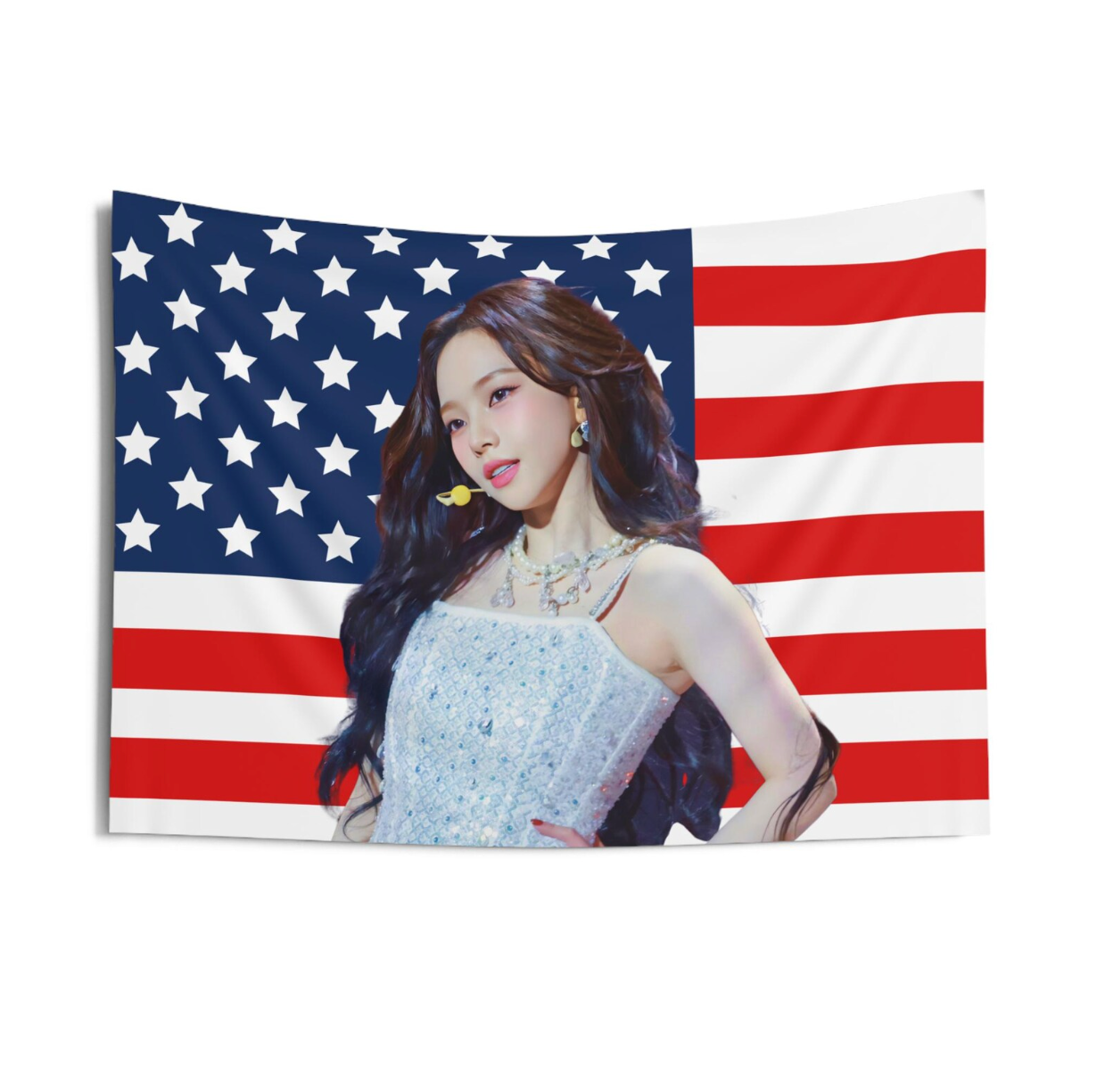 Aespa Karina American Flag Tapestry