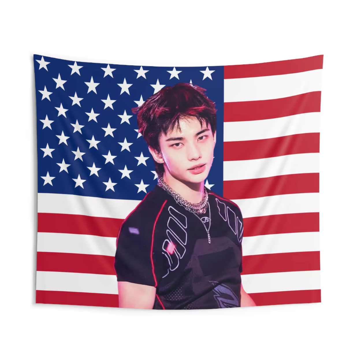 Stray Kids Hyunjin American Flag Tapestry