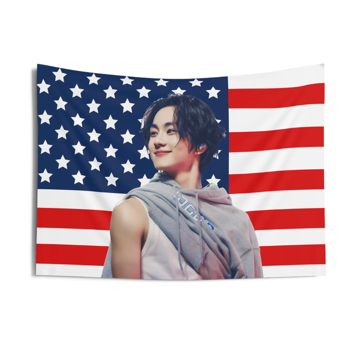 Enhypen Jungwon American Flag Tapestry