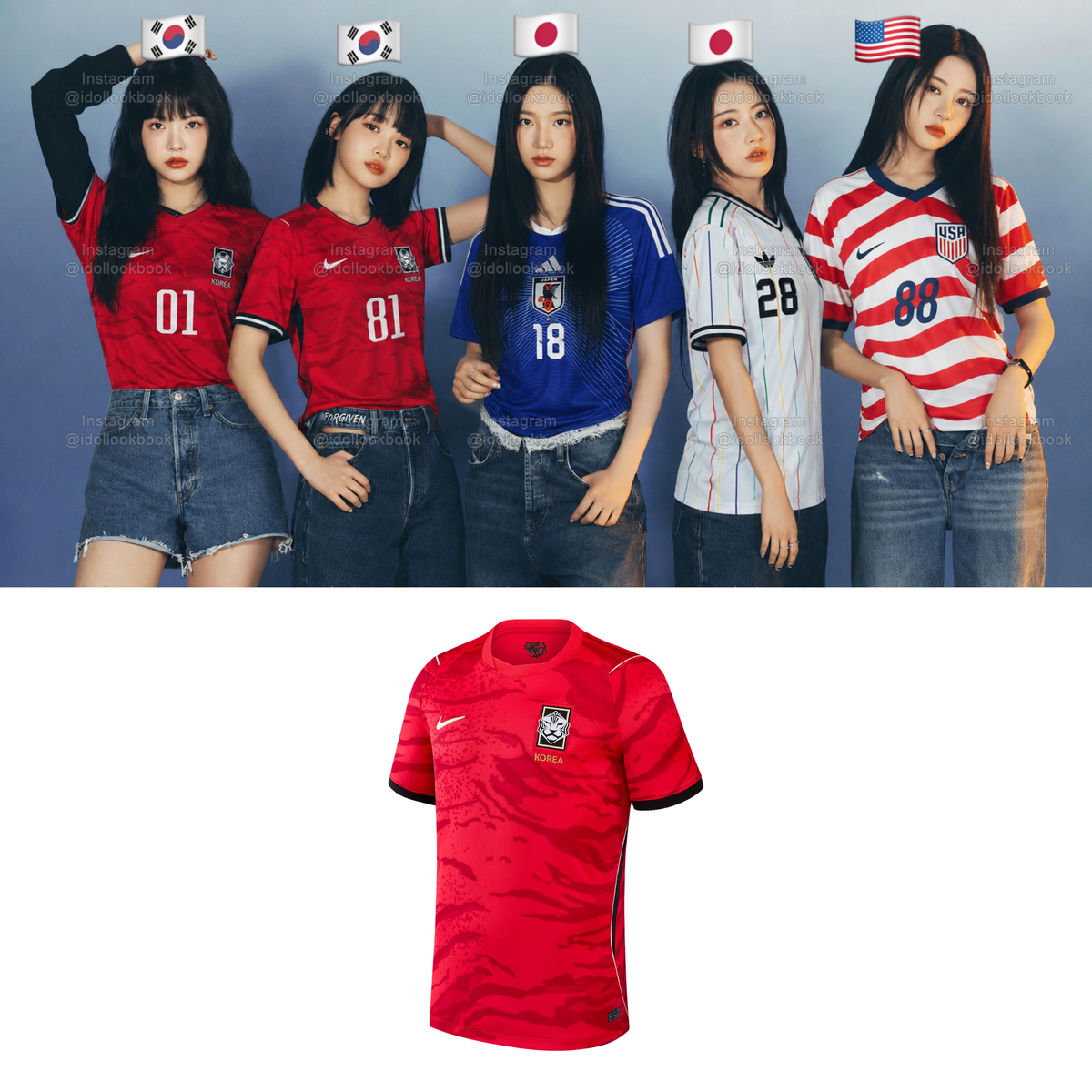 Le Sserafim Korea Soccer Jersey // Red – idollookbook Le Sserafim Korea Soccer Jersey // Red – idollookbook