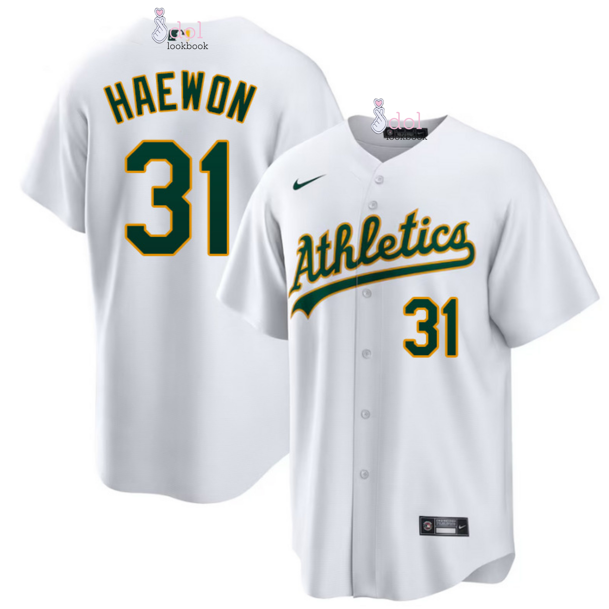 NMIXX Oakland Athletics Baseball Jersey – idollookbook NMIXX Oakland Athletics Baseball Jersey – idollookbook