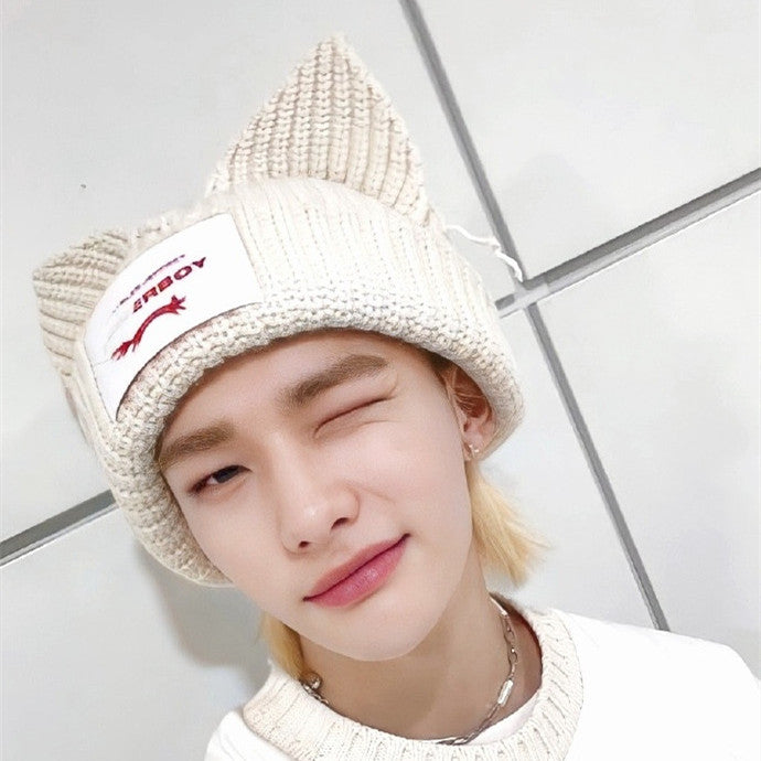 Stray Kids Chunky Knit Cat Beanie