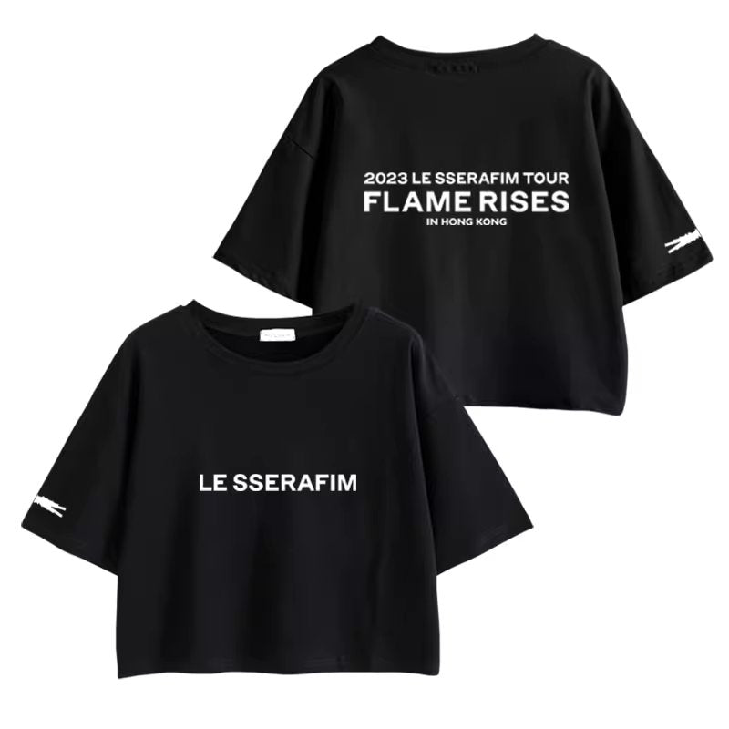 Le Sserafim Flame Rises Hong Kong Tour Cropped T-Shirt