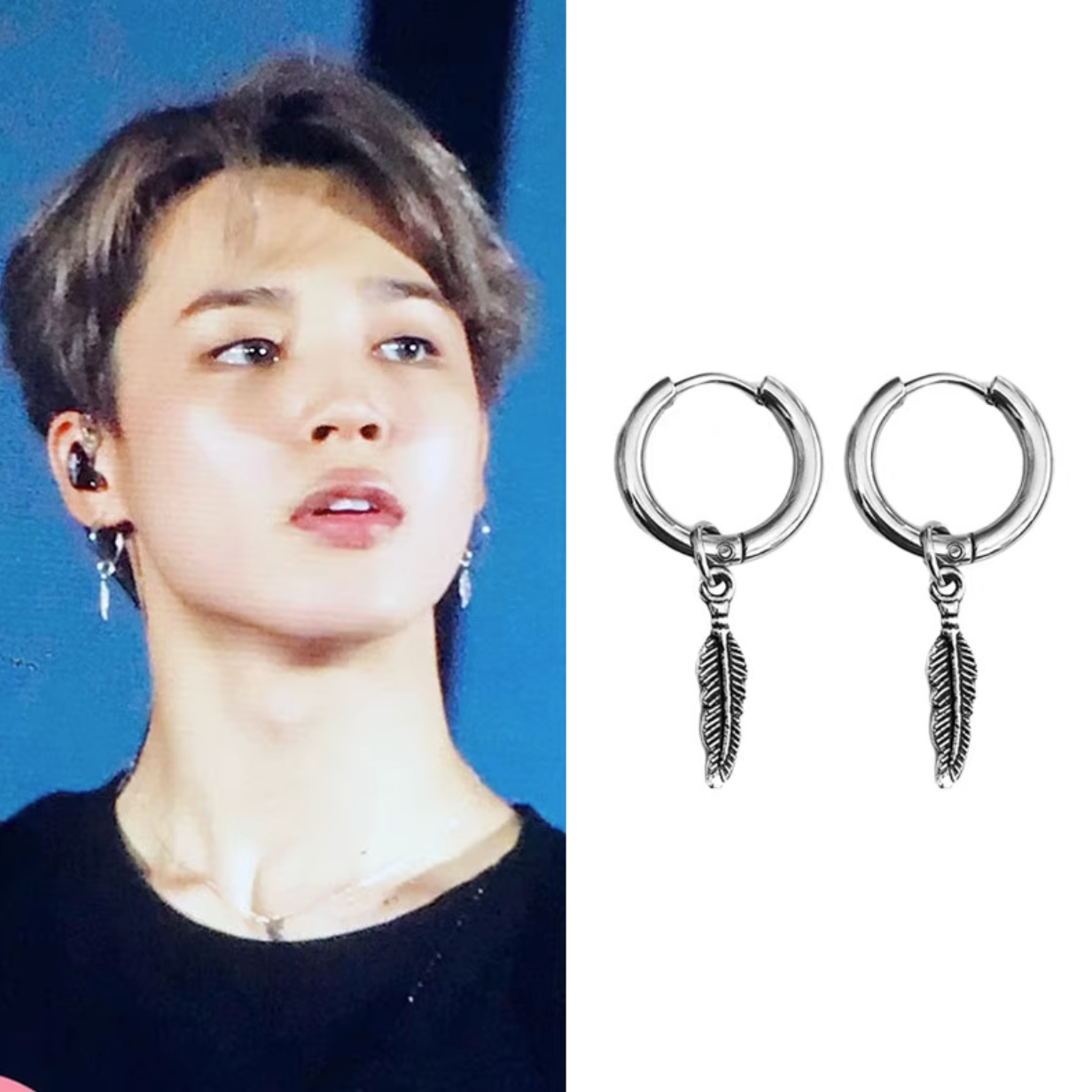 BTS Jimin Feather Hoop Earrings