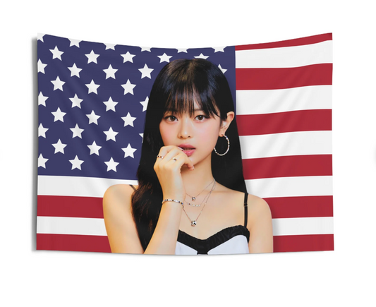 New Jeans Hanni American Flag Tapestry