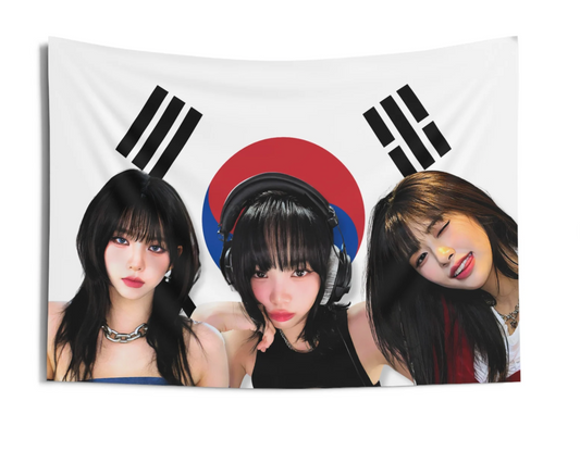 Karina Chaewon Yujin South Korea Flag Tapestry