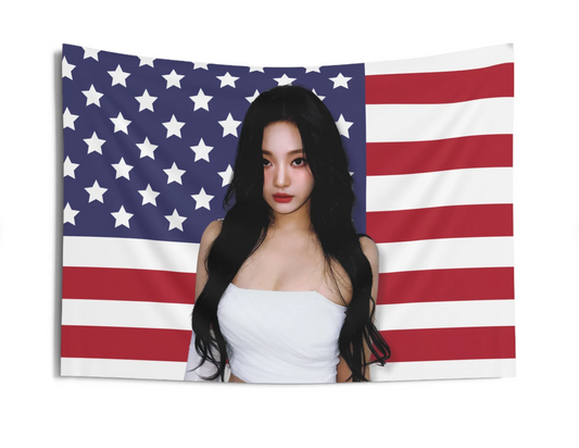 Aespa NingNing American Flag Tapestry