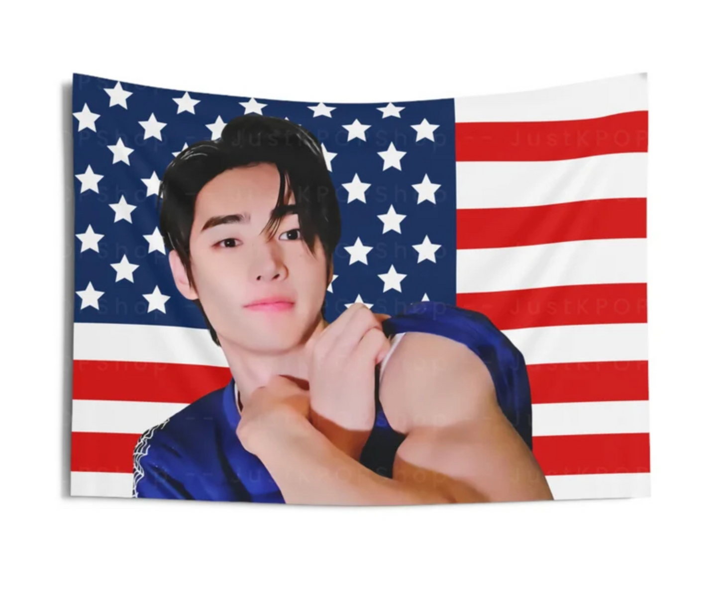 Enhypen Sunghoon American Flag Tapestry