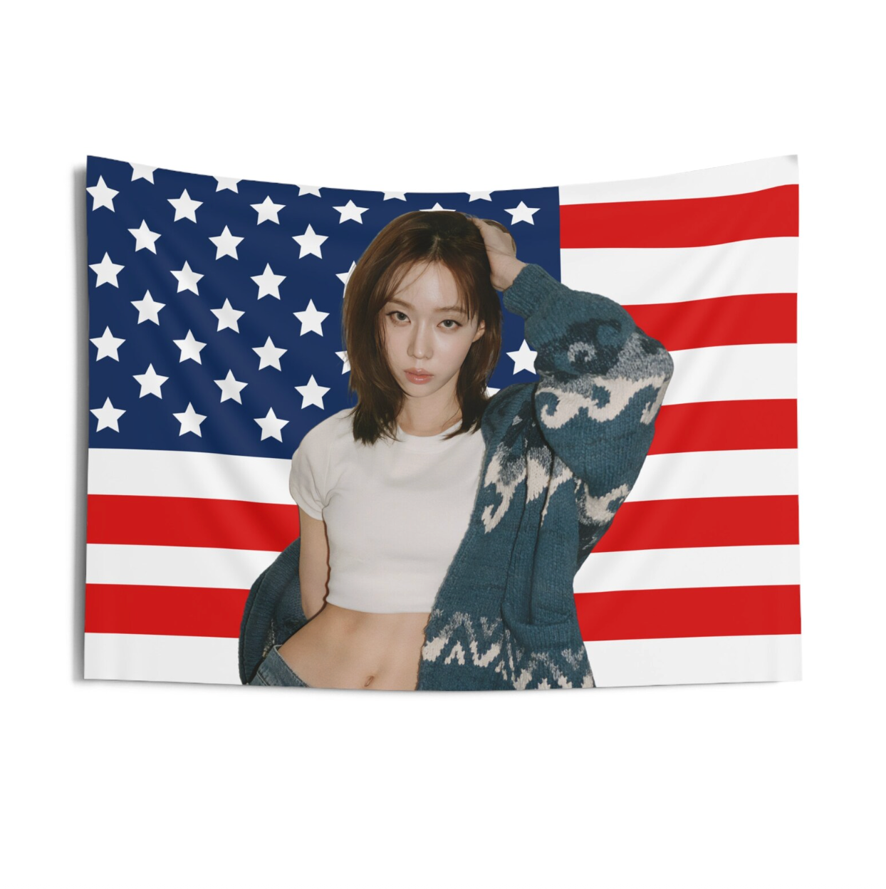 Aespa Winter American Flag Tapestry