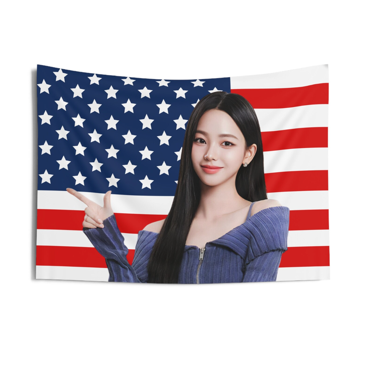 Aespa Karina American Flag Tapestry