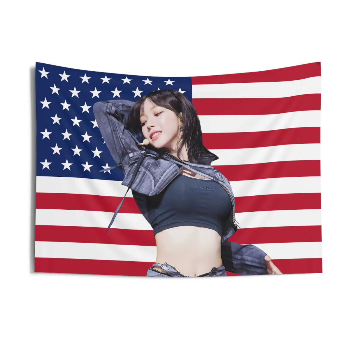 Aespa Karina American Flag Tapestry