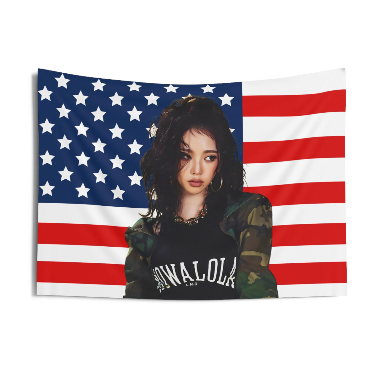 Aespa Karina American Flag Tapestry