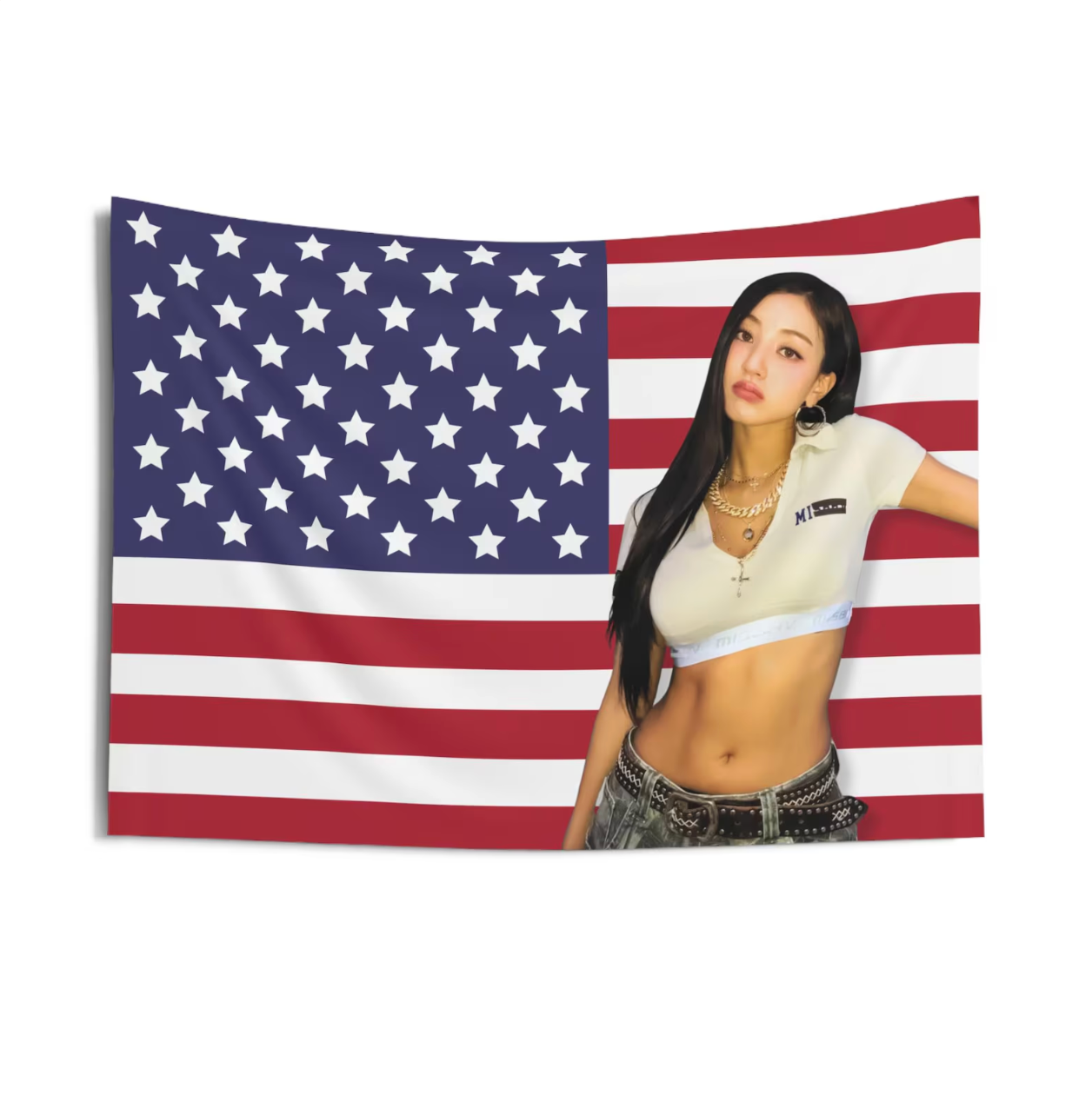 Twice Jihyo American Flag Tapestry
