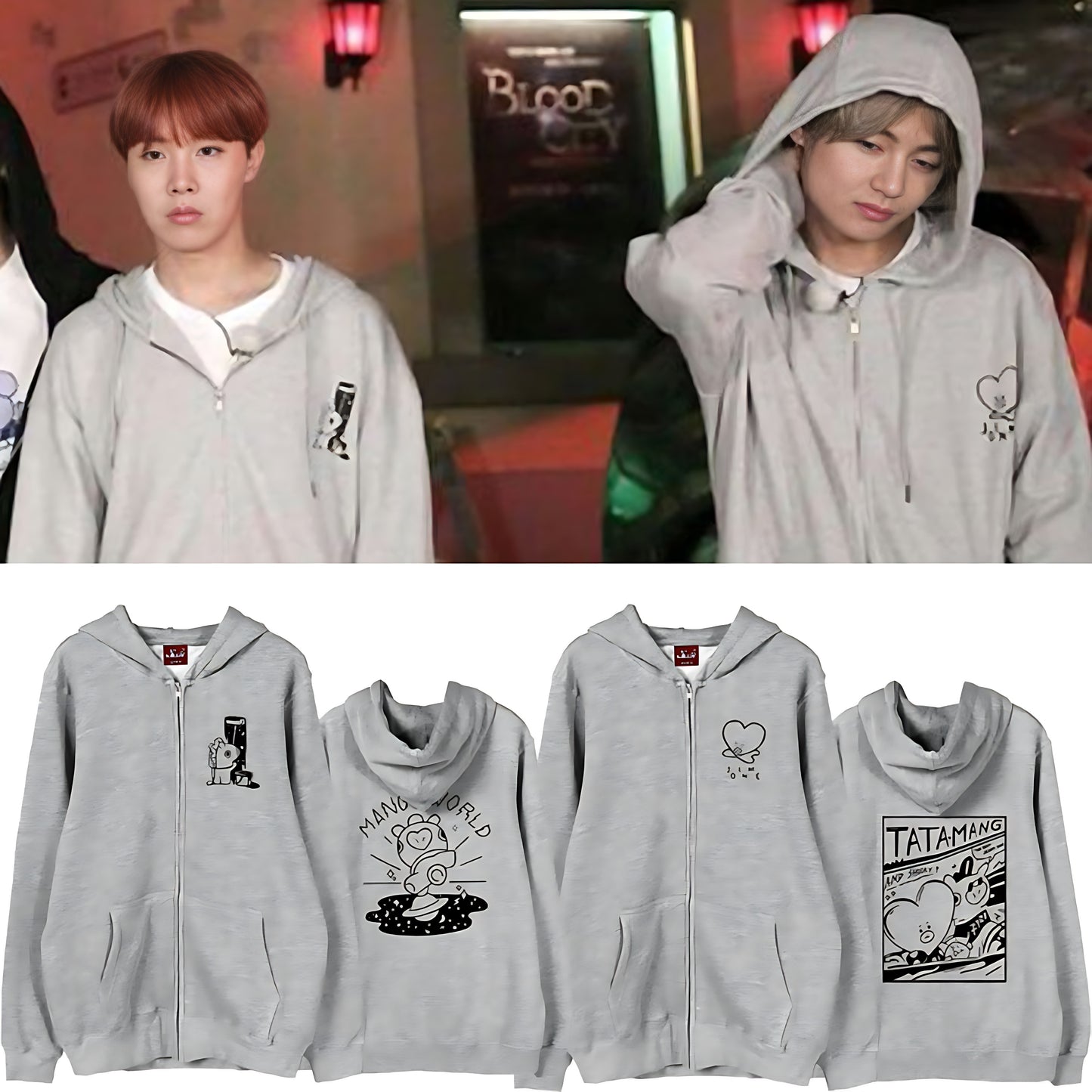 BTS BT21 Zip-Up Hoodie