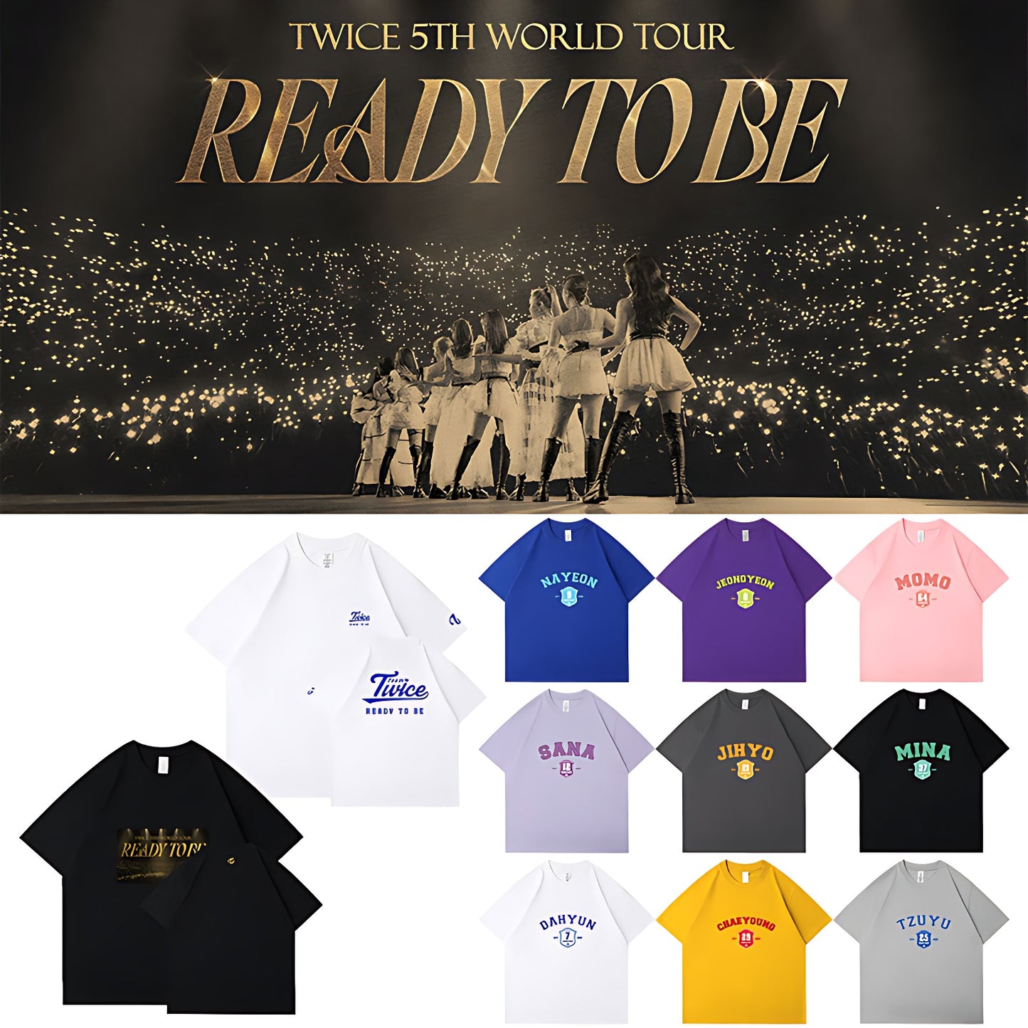 Twice twice ready to be 5th world tour momo jihyo sana nayeon tzuyu chaeyoung mina jeongyeon dahyun twice merch twice merchandise t-shirt top crewneck hoodie sweatshirts 