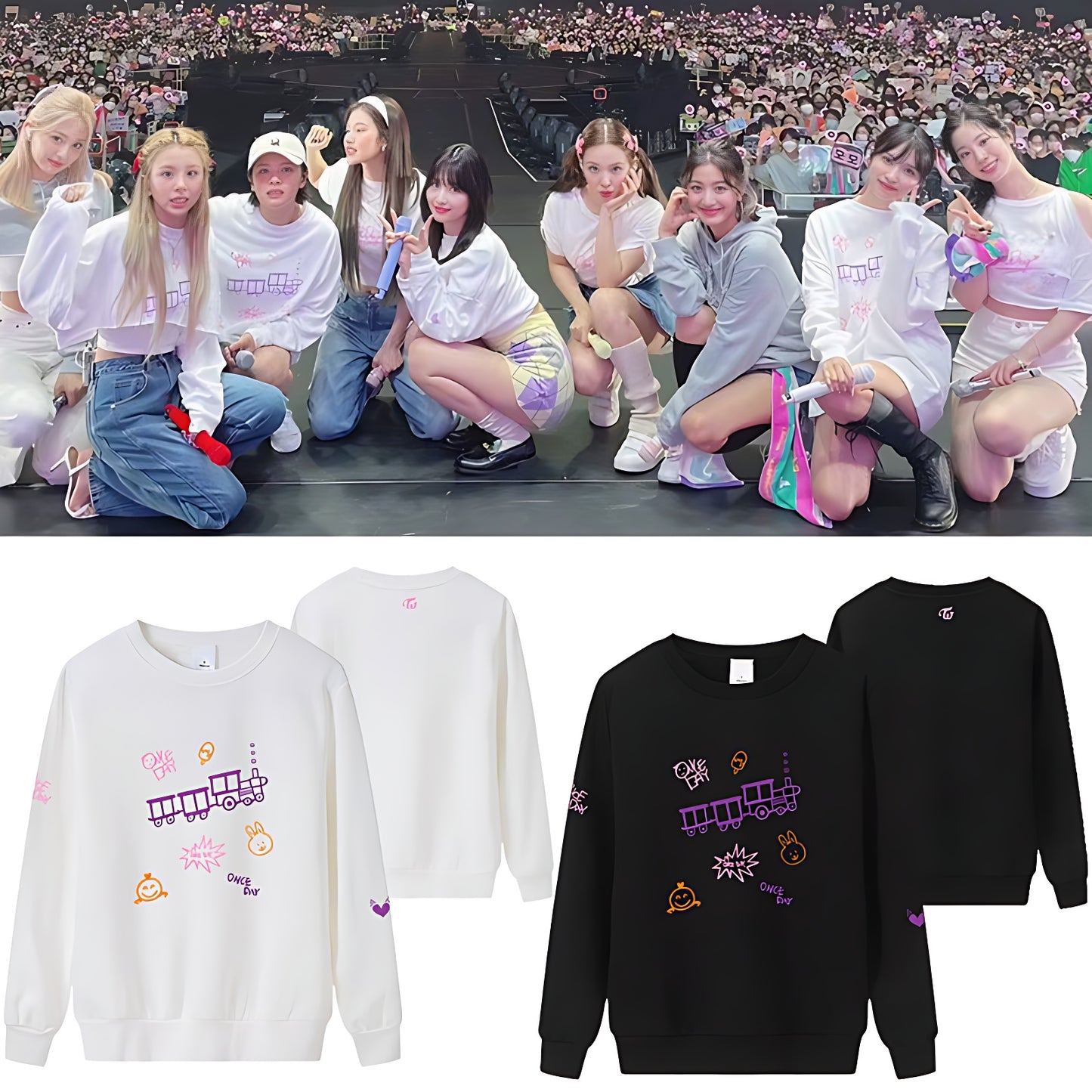 Twice twice ready to be 5th world tour momo jihyo sana nayeon tzuyu chaeyoung mina jeongyeon dahyun twice merch twice merchandise t-shirt top crewneck hoodie sweatshirts once day concert crewneck