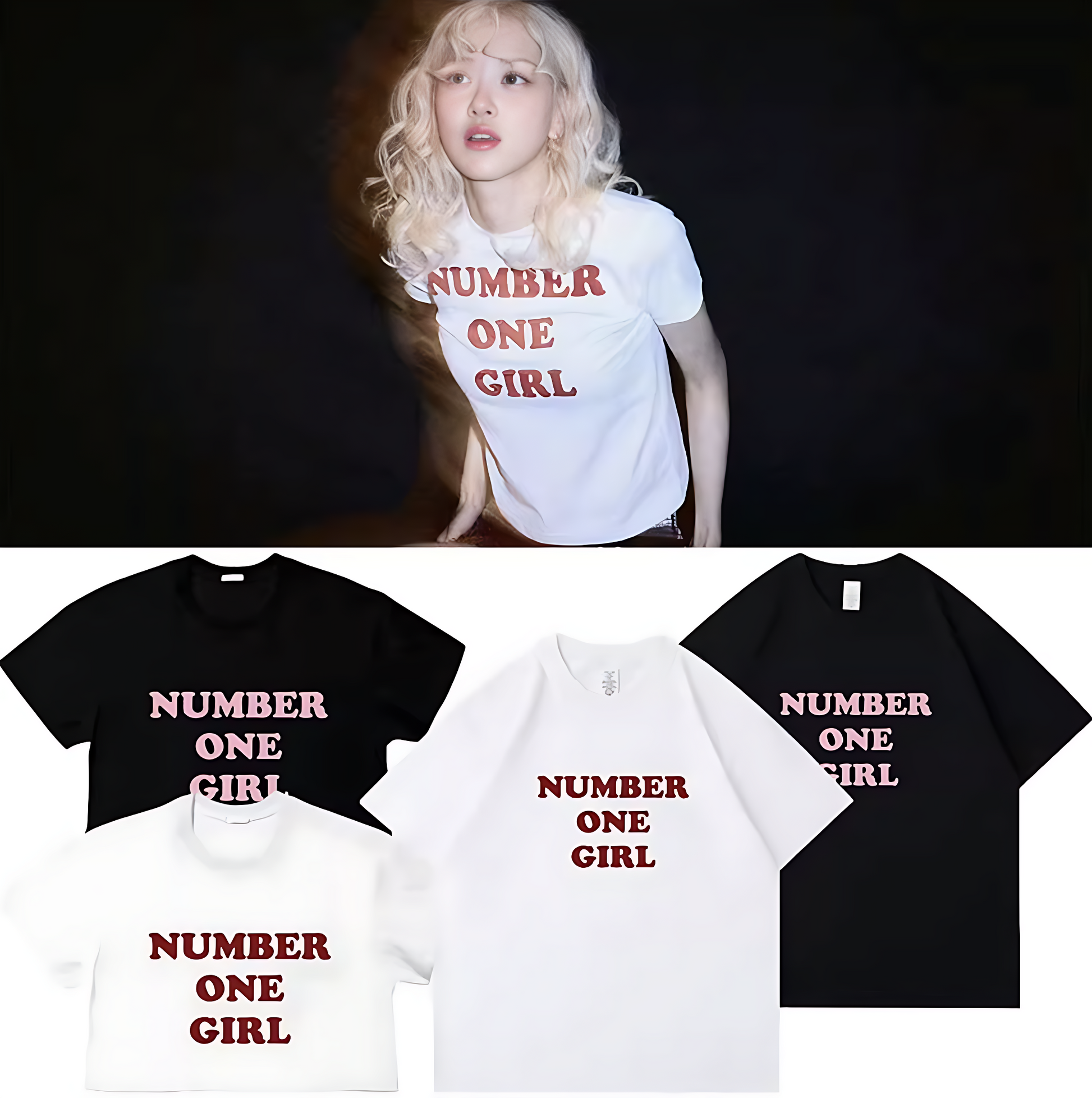 Blackpink Rose Number One Girl T-Shirt – idollookbook Blackpink Rose Number One Girl T-Shirt – idollookbook