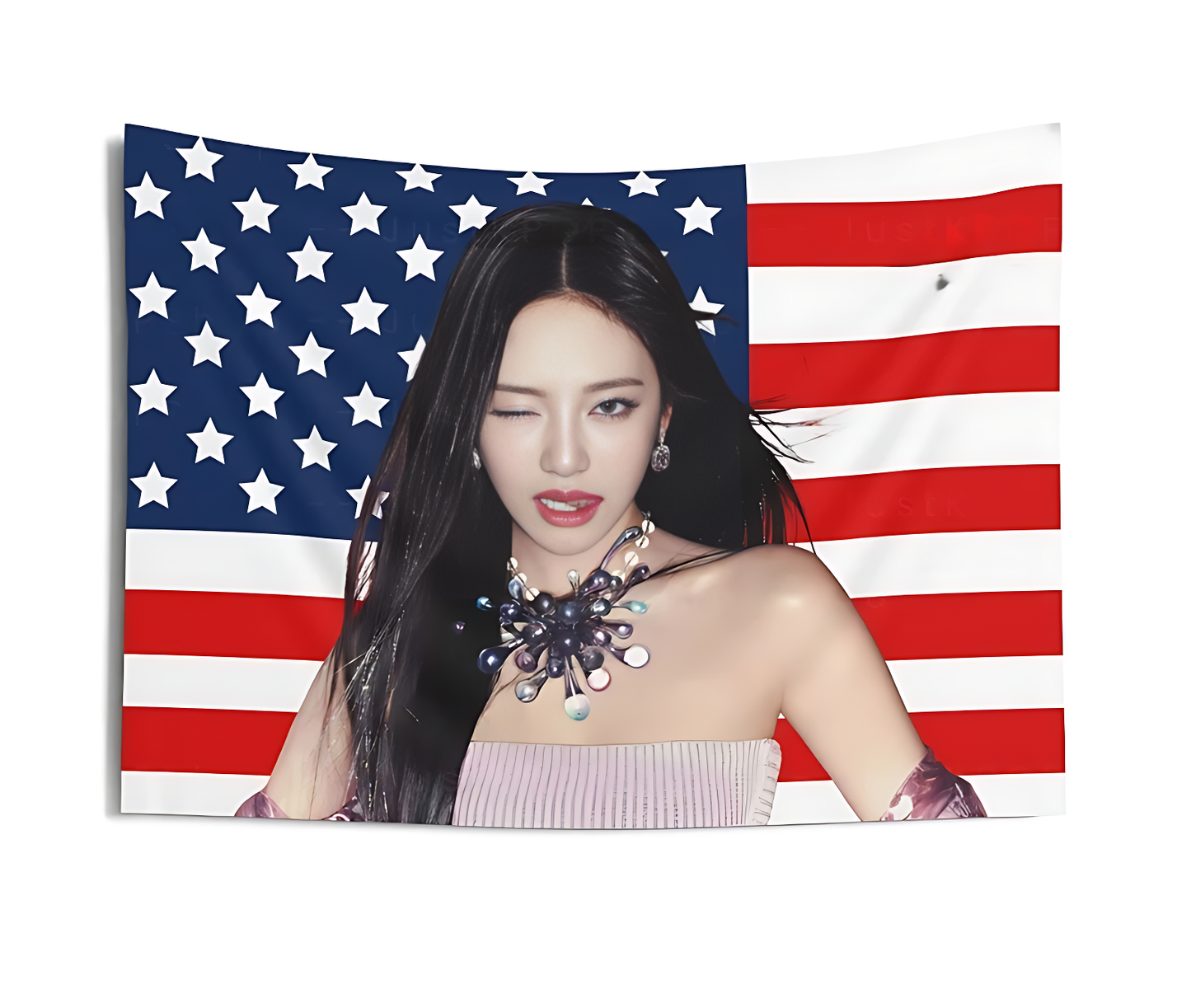 Aespa NingNing American Flag Tapestry