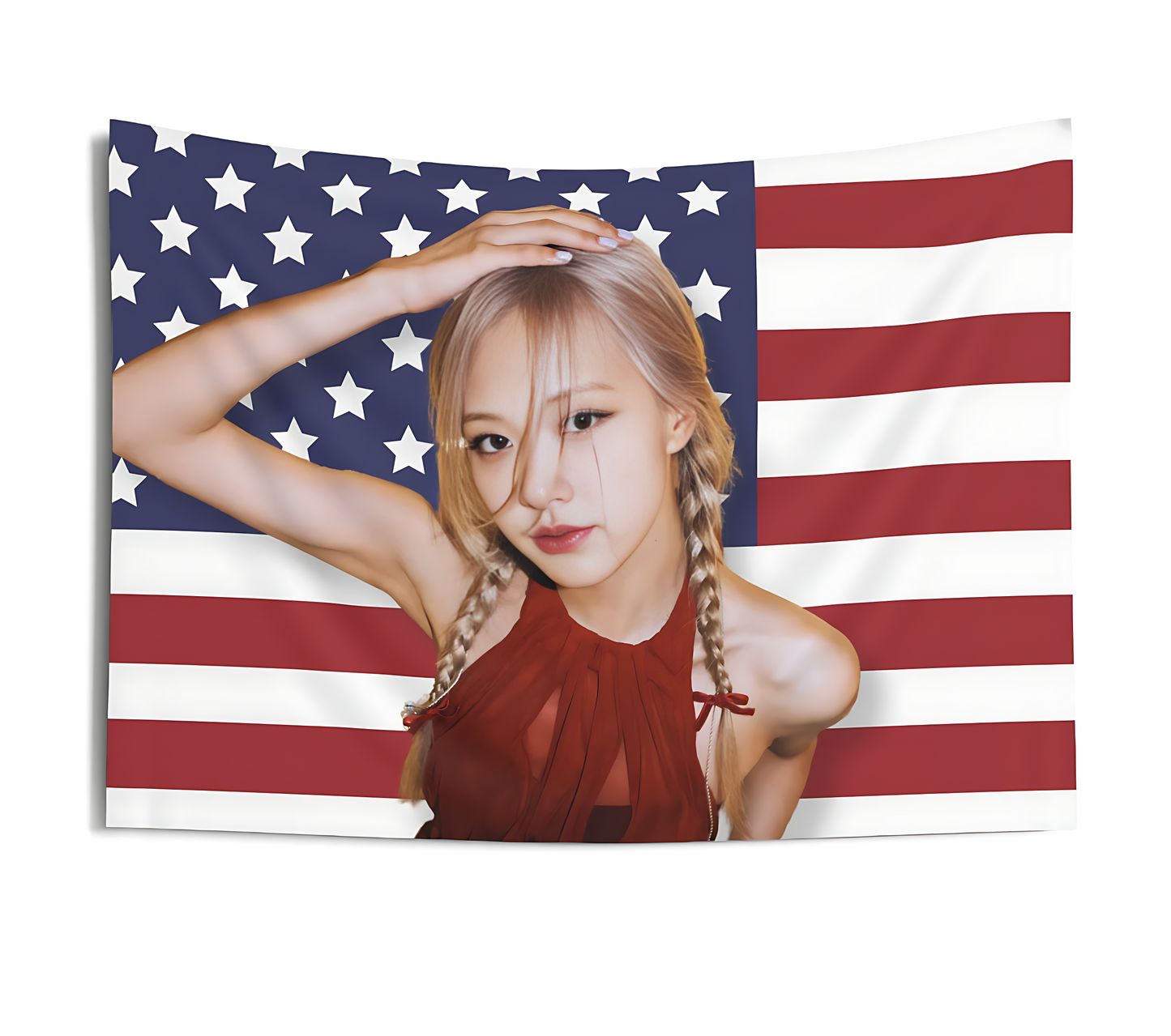 Blackpink Rose American Flag Tapestry