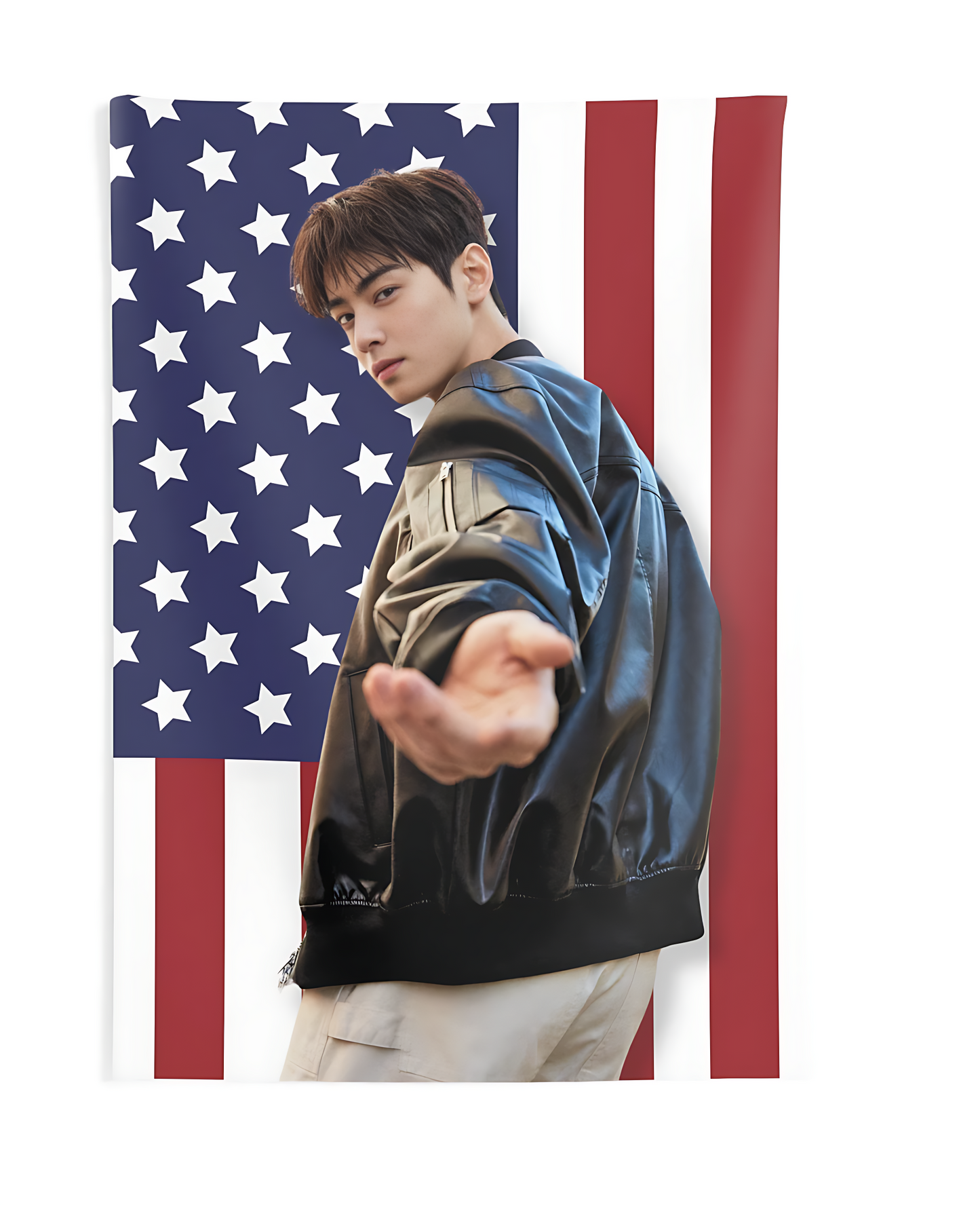 Astro Cha Eunwoo Vertical American Flag Tapestry