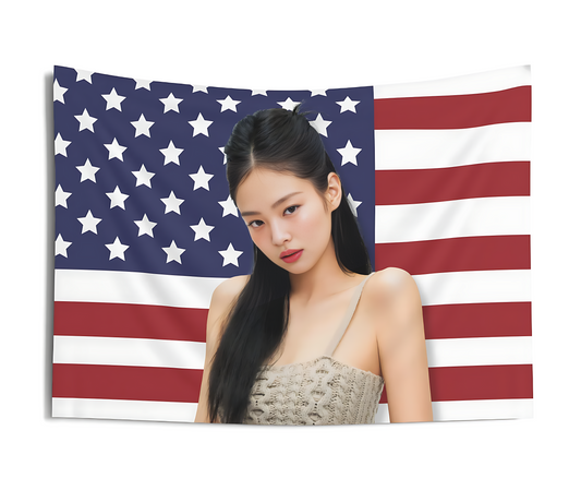 Blackpink Jennie American Flag Tapestry