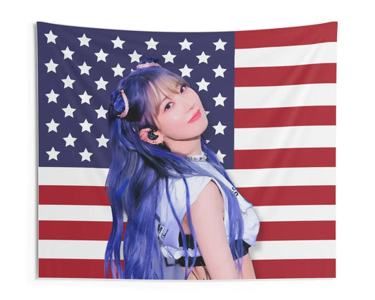 Le Sserafim Sakura American Flag Tapestry
