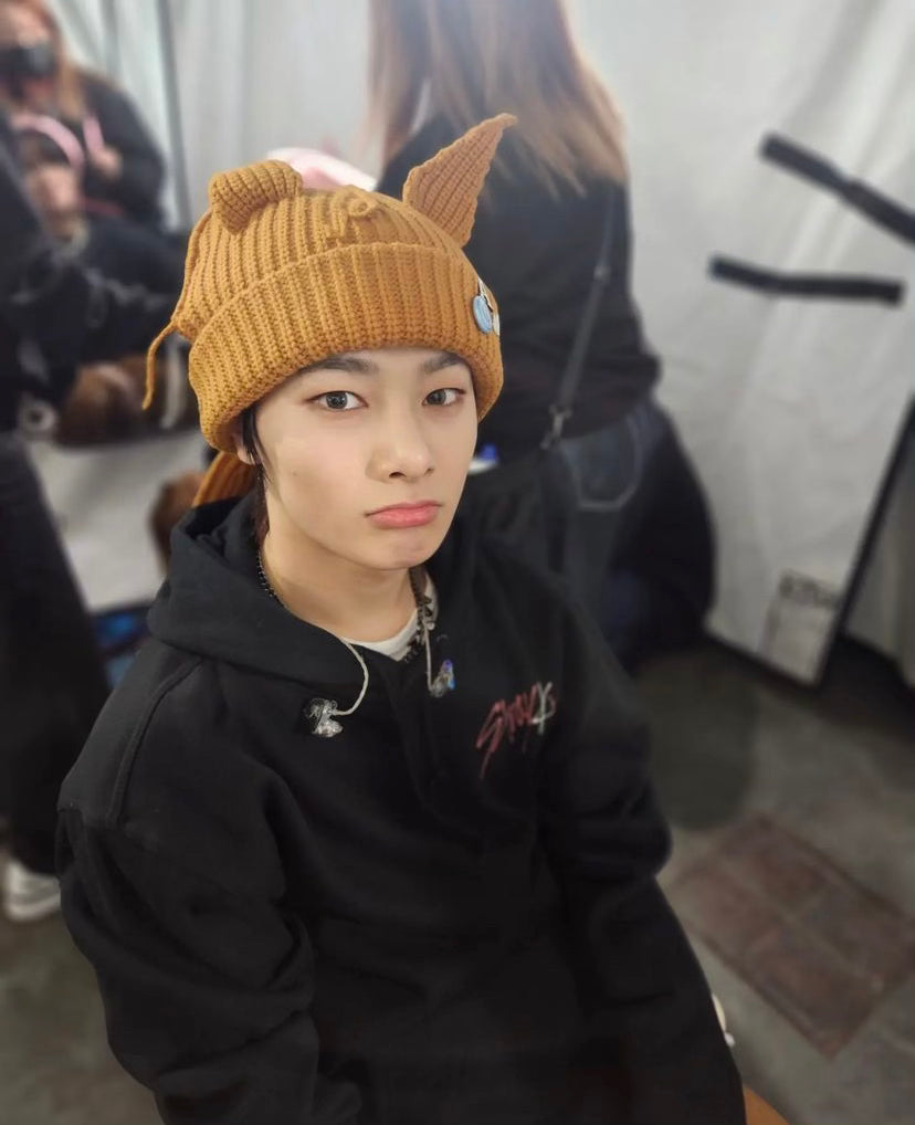 Stray Kids Chunky Knit Fox Beanie – idollookbook Stray Kids Chunky Knit Fox Beanie – idollookbook