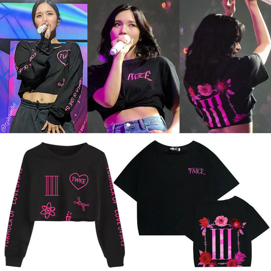 Twice 4th World Tour III Concert Cropped Hoodie T-Shirt Twice twice ready to be 5th world tour momo jihyo sana nayeon tzuyu chaeyoung mina jeongyeon dahyun twice merch twice merchandise t-shirt top crewneck hoodie sweatshirts 