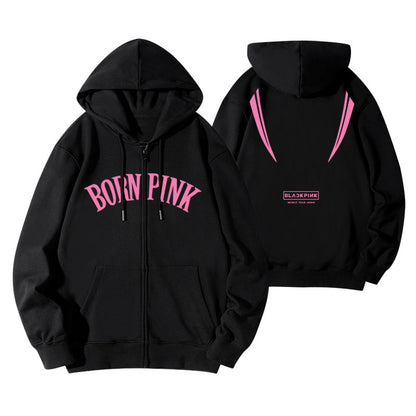 Blackpink Born Pink Cropped Zip Up Hoodie