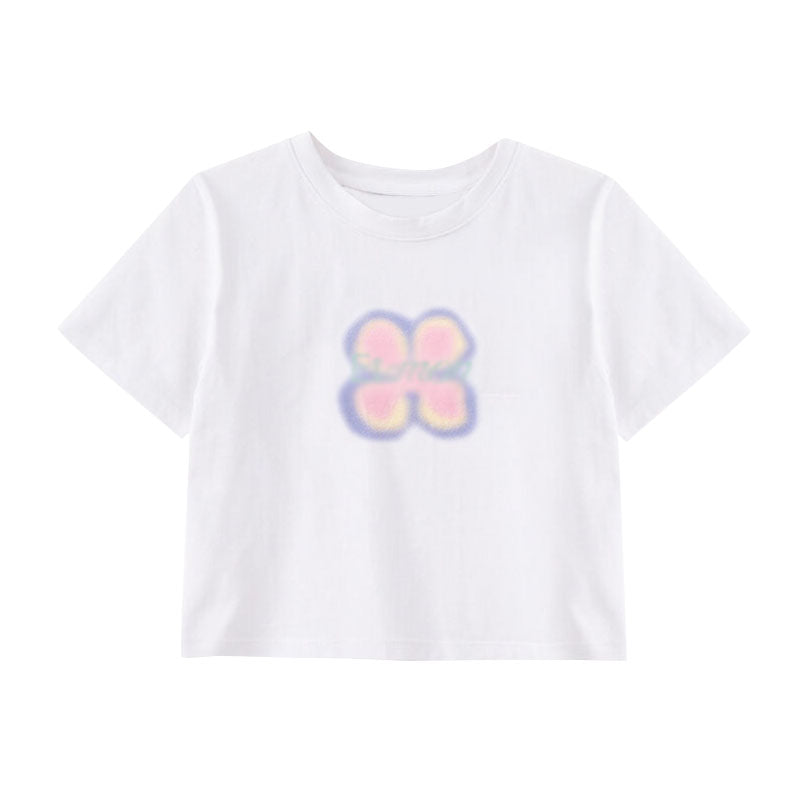 Aespa Livestream Love Me More Flower Cropped T-Shirt